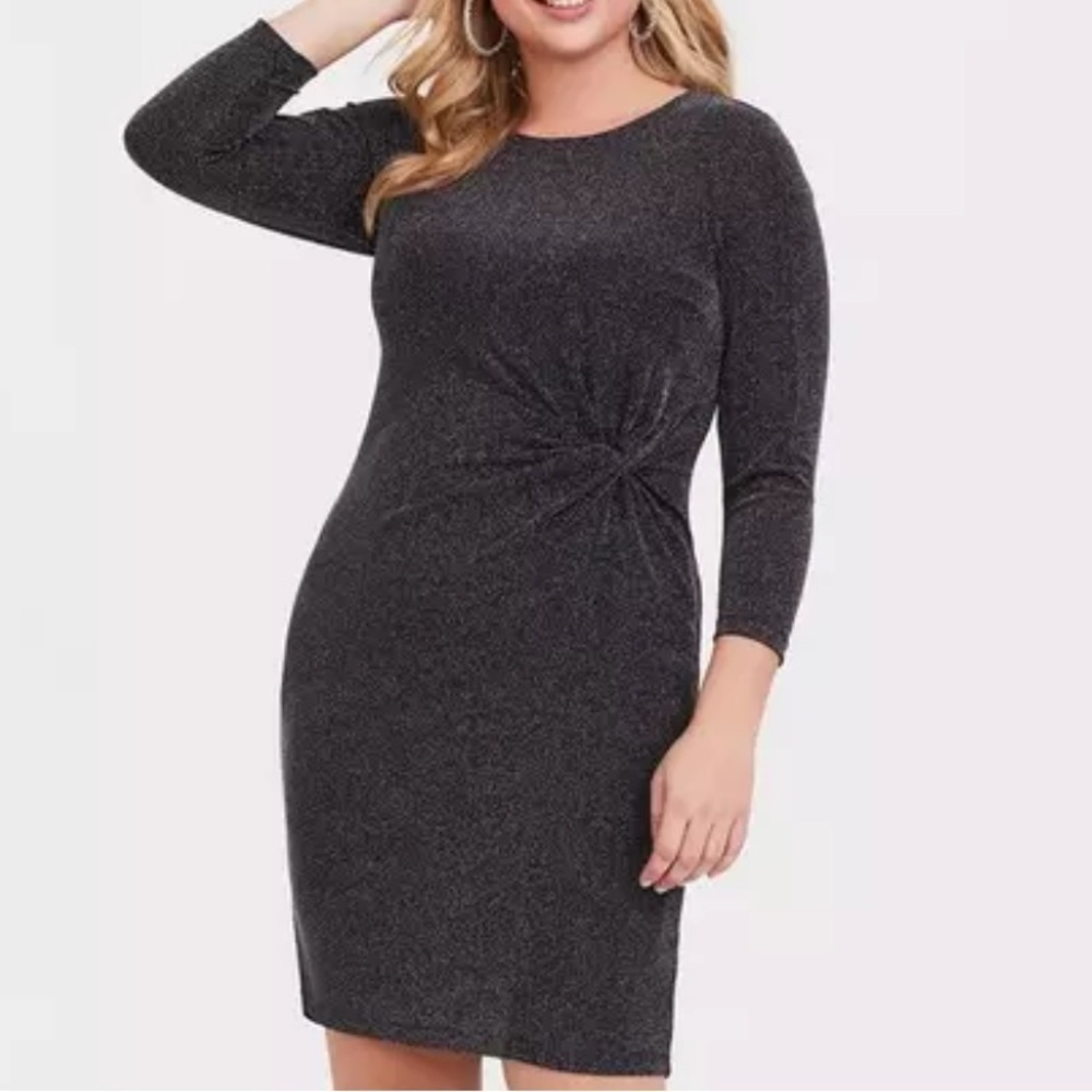 Torrid Black Silver Shimmer Knotted Dress Size 2X